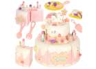 Birthday cake piled for cutting pink 1