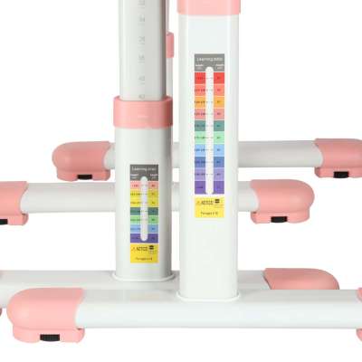 Biurko dziecięce szkolne regulowane krzesło lampka LED USB różowe