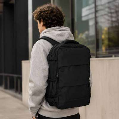 Cabin travel backpack carry-on luggage black 45x30 cm