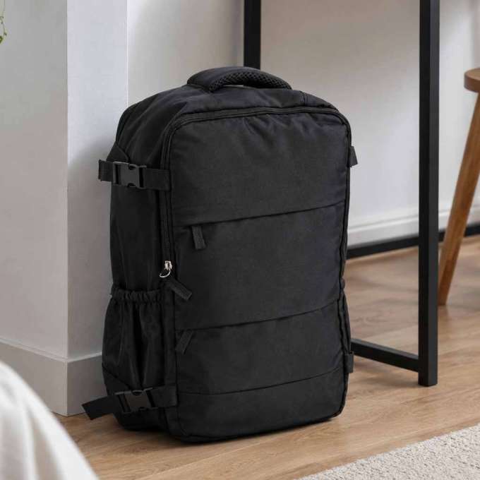 Cabin travel backpack carry-on luggage black 45x30 cm