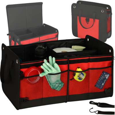 Car boot big organiser bag black red