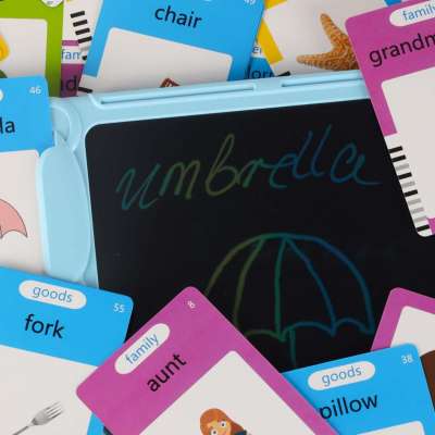 Card reader for learning English vocabulary fade 8.5'' fiche blue