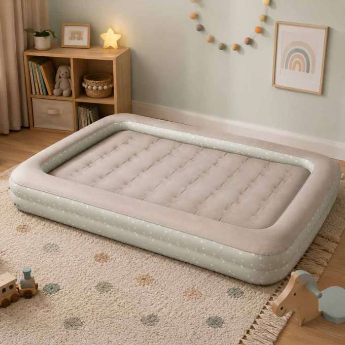 Children's bed inflatable mattress for sleeping travel pump 140 cm x 90 cm
