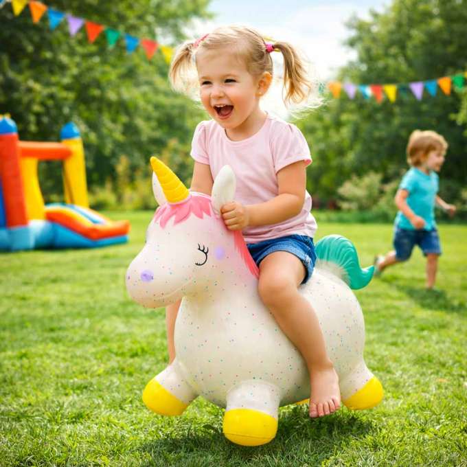 Children's rubber jumping unicorn