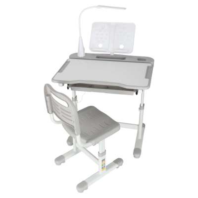 Children's school desk adjustable chair LED lamp USB grey