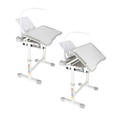 Children's school desk adjustable chair LED lamp USB grey