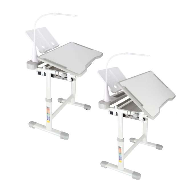 Children's school desk adjustable chair LED lamp USB grey