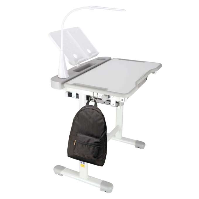 Children's school desk adjustable chair LED lamp USB grey