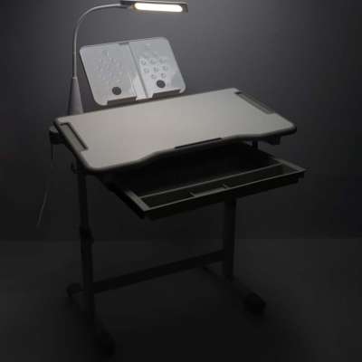 Children's school desk adjustable chair LED lamp USB grey