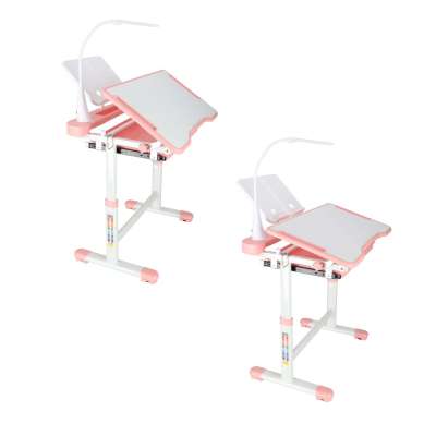 Children's school desk adjustable chair LED lamp USB pink
