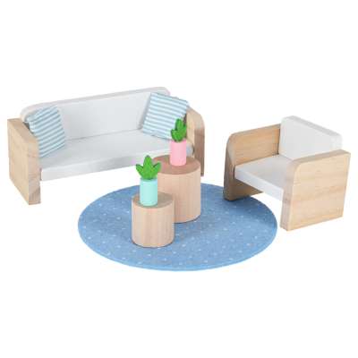 Dollhouse in a suitcase with accesories and wooden furniture