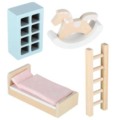 Dollhouse in a suitcase with accesories and wooden furniture