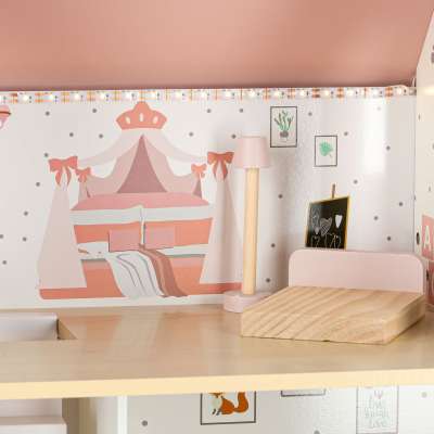 Domek dla lalek drewniany LULILO Peonio 70cm LED róż