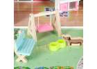 Domek dla lalek drewniany Lulilo Gardeno z ogródkiem mebelki 70cm różowy LED 11