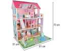 Domek dla lalek drewniany Lulilo Gardeno z ogródkiem mebelki 70cm różowy LED 14