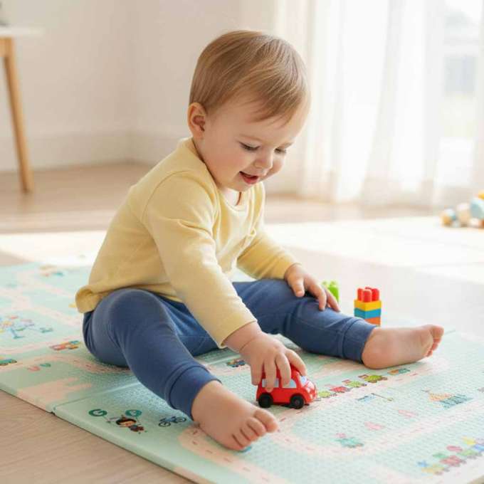 Educational foam mat double-sided folding panda street 180 x 200cm