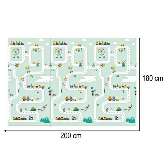 Educational foam mat double-sided folding panda street 180 x 200cm