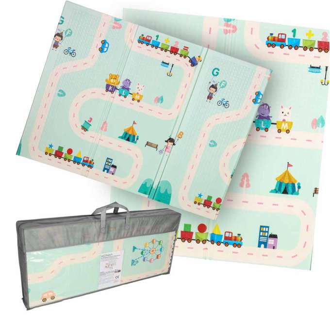 Educational foam mat double-sided folding panda street 180 x 200cm