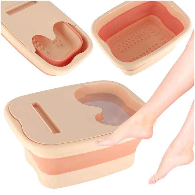 Foldable silicone foot soak bucket with massage bumps