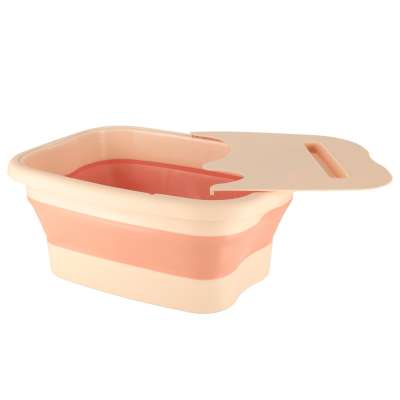 Foldable silicone foot soak bucket with massage bumps