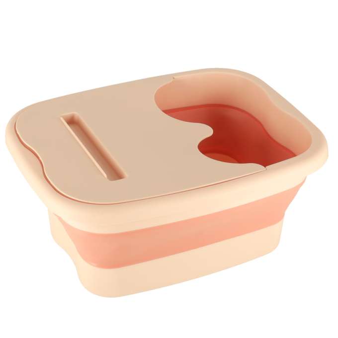 Foldable silicone foot soak bucket with massage bumps