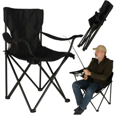 Folding fishing touring chair black