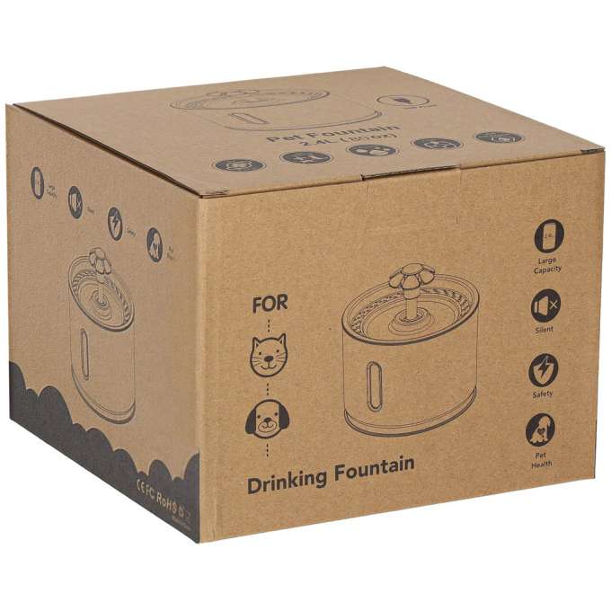 Fountain drinker for dog cat pet automatic LED drinker USB 2,4l cleaning filter