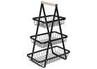 Fruit basket three-tier tier metal wood 2