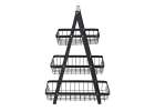 Fruit basket three-tier tier metal wood 3