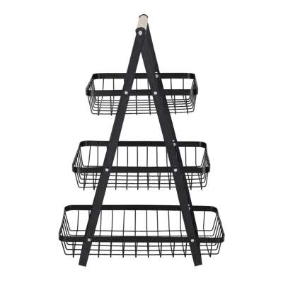 Fruit basket three-tier tier metal wood