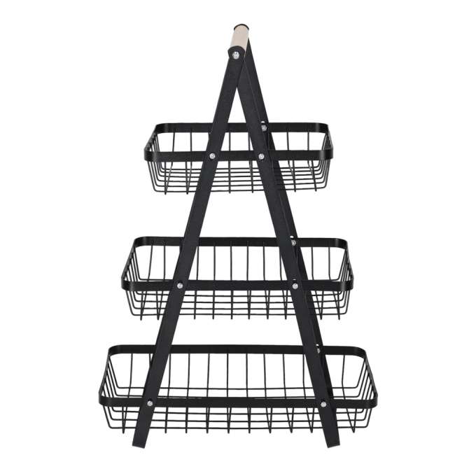 Fruit basket three-tier tier metal wood