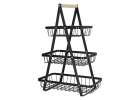 Fruit basket three-tier tier metal wood 4