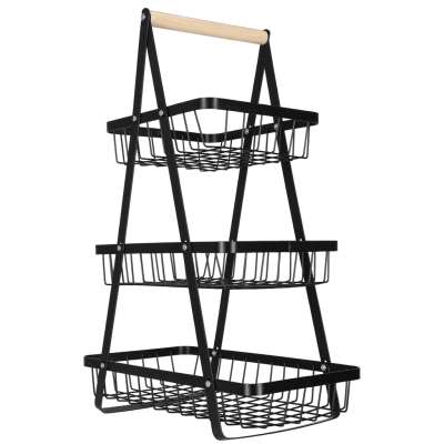 Fruit basket three-tier tier metal wood
