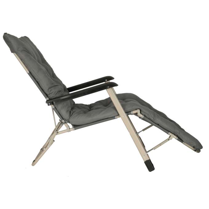 Garden folding lounger with cushion grey
