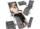 Garden folding lounger with cushion grey 1