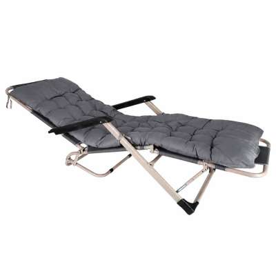 Garden folding lounger with cushion grey