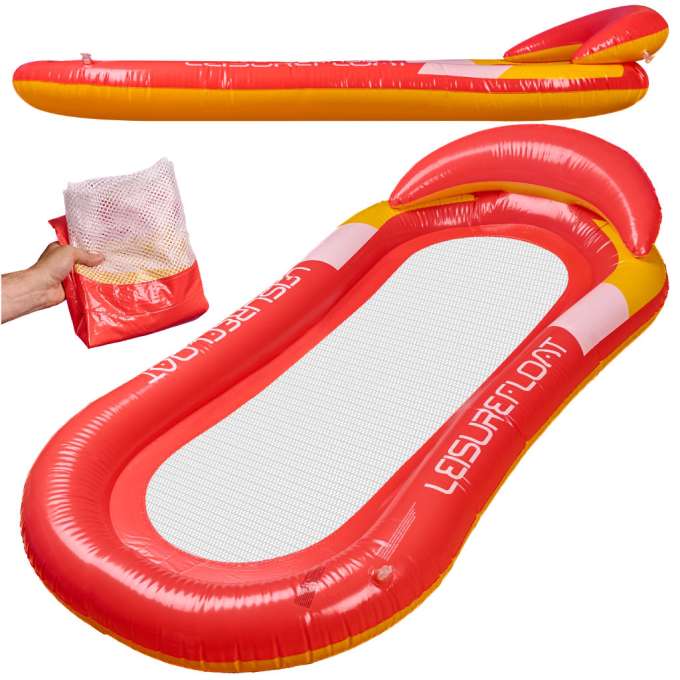 Inflatable beach mattress hammock water lounger chair swimming pool red