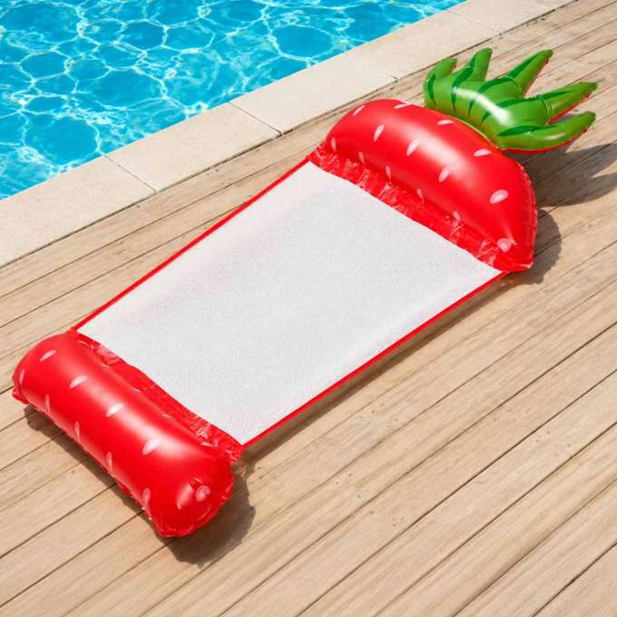 Inflatable beach mattress hammock water lounger chair swimming pool strawberry