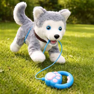 Interactive Puppy on a Leash – Barking Walking and Tail-Wagging Husky