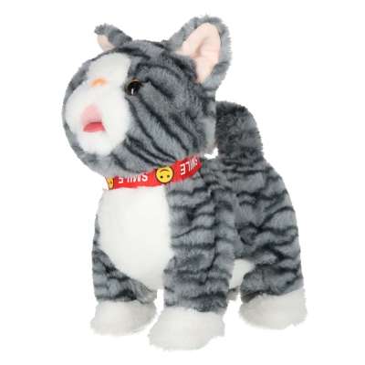 Interactive cat on leash movement sound grey