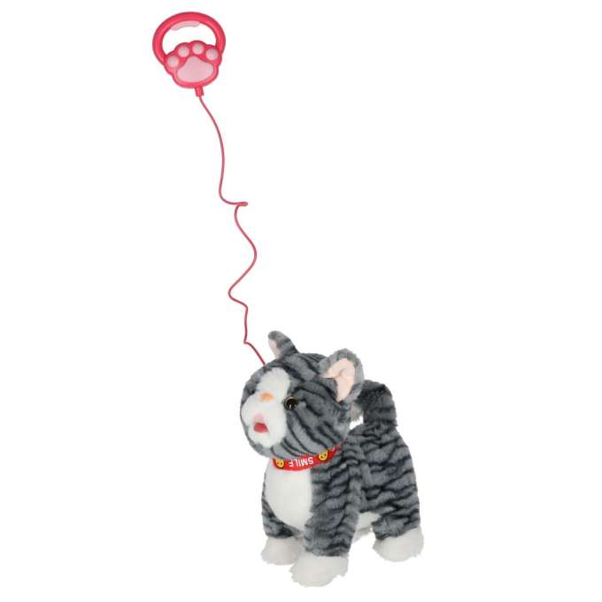 Interactive cat on leash movement sound grey