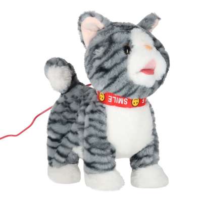 Interactive cat on leash movement sound grey