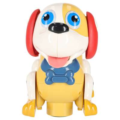 Interactive dog with bone responds to touch
