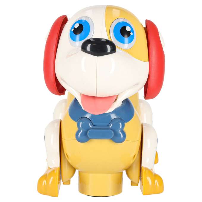 Interactive dog with bone responds to touch