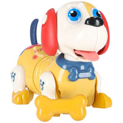 Interactive dog with bone responds to touch