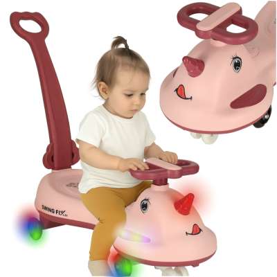 Jeździk grawitacyjny LED Swing FIX S1 skuter z rączką różowy max 65kg