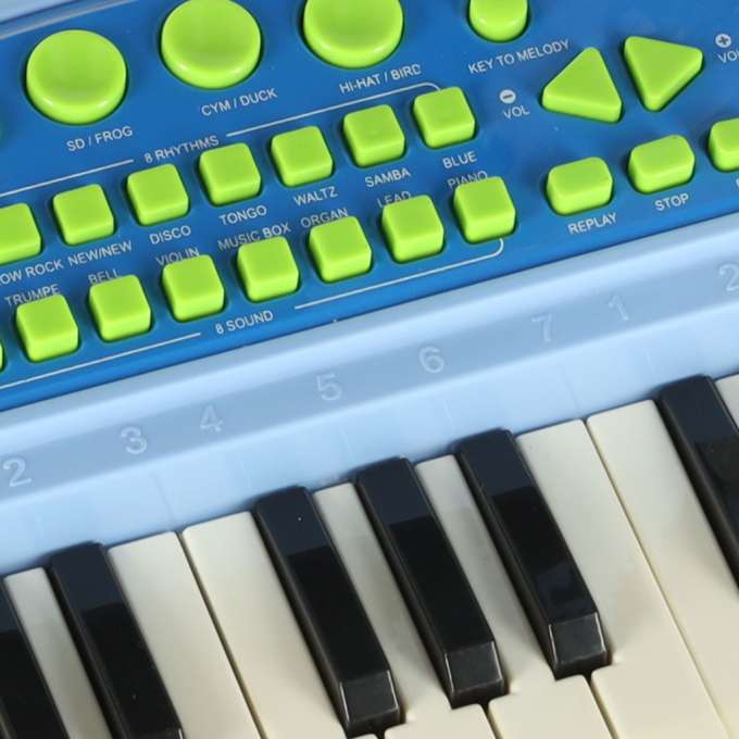 Keyboard dla dzieci pianinko interaktywne organki 37 klawiszy mikrofon statyw niebieskie