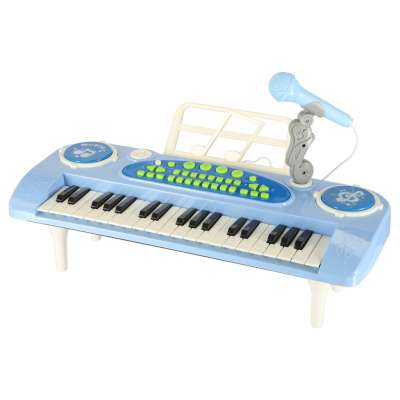 Keyboard dla dzieci pianinko interaktywne organki 37 klawiszy mikrofon statyw niebieskie