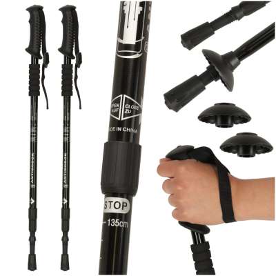 Kijki kije trekkingowe do nordic walking składane 2 sztuki czarne