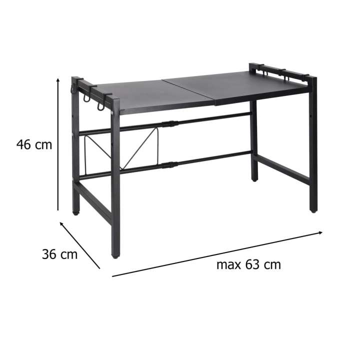 Kitchen shelf over microwave organizer adjustable 6 metal hangers